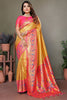 Beautiful Mustard Yellow Zari Weaving Banarasi Silk Paithani Saree