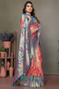 Ravishing Coral Red Zari Weaving Banarasi Silk Paithani Saree
