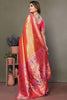 Exquisite Orange Zari Weaving Banarasi Silk Saree With Blouse