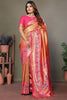 Exquisite Orange Zari Weaving Banarasi Silk Saree With Blouse