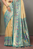 Alluring Beige Zari Weaving Banarasi Silk Traditional Saree