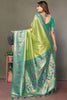 Wonderful Olive Green Zari Weaving Banarasi Silk Paithani Saree