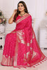 Fabulous Pink Zari Weaving Kochi Silk Event Wear Saree With Blouse