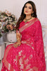 Fabulous Pink Zari Weaving Kochi Silk Event Wear Saree With Blouse