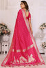 Fabulous Pink Zari Weaving Kochi Silk Event Wear Saree With Blouse