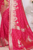 Fabulous Pink Zari Weaving Kochi Silk Event Wear Saree With Blouse