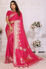 Fabulous Pink Zari Weaving Kochi Silk Event Wear Saree With Blouse