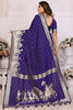 Dazzling Violet Zari Weaving Kochi Silk Wedding Saree With Blouse