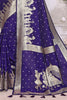 Dazzling Violet Zari Weaving Kochi Silk Wedding Saree With Blouse