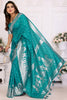 Shocking Teal Green Zari Weaving Kochi Silk Festival Wear Saree