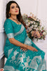 Shocking Teal Green Zari Weaving Kochi Silk Festival Wear Saree