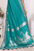 Shocking Teal Green Zari Weaving Kochi Silk Festival Wear Saree