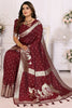 Beautiful Maroon Zari Weaving Silk Wedding Saree With Blouse