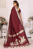 Beautiful Maroon Zari Weaving Silk Wedding Saree With Blouse