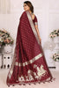 Beautiful Maroon Zari Weaving Silk Wedding Saree With Blouse