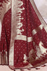 Beautiful Maroon Zari Weaving Silk Wedding Saree With Blouse