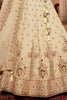 Surprising Cream Thread Embroidered Tissue Silk Wedding Lehenga Choli