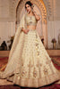 Surprising Cream Thread Embroidered Tissue Silk Wedding Lehenga Choli