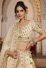 Surprising Cream Thread Embroidered Tissue Silk Wedding Lehenga Choli