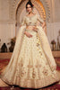 Surprising Cream Thread Embroidered Tissue Silk Wedding Lehenga Choli