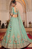 Beautiful Sea Green Zari Embroidered Tissue Silk Pastel Lehenga Choli