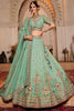 Beautiful Sea Green Zari Embroidered Tissue Silk Pastel Lehenga Choli
