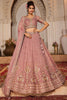Shocking Pink Embroidered Tissue Silk Pastel Lehenga Choli With Dupatta
