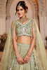 Stunning Pista Green Sequins Tissue Silk Designer Lehenga Choli