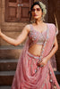 Fabulous Pink Embroidered Silk Bridesmaid Lehenga Choli With Dupatta