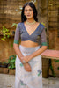 Pretty Off-White Floral Weaving Cotton Saree With Grey Blouse