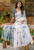 Pretty Off-White Floral Weaving Cotton Saree With Grey Blouse
