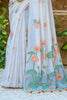 Stunning Off-White Floral Weaving Cotton Traditional Saree With Blouse