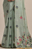 Enchanting Grey Floral Weaving Cotton Traditional Saree With Blouse