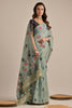 Enchanting Grey Floral Weaving Cotton Traditional Saree With Blouse