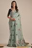 Enchanting Grey Floral Weaving Cotton Traditional Saree With Blouse