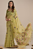 Glamorous Pista Green Floral Weaving Cotton Saree With Blouse