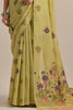 Glamorous Pista Green Floral Weaving Cotton Saree With Blouse