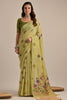 Glamorous Pista Green Floral Weaving Cotton Saree With Blouse