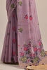 Precious Purple Floral Weaving Cotton Festival Wear Saree With Blouse