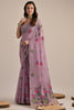 Precious Purple Floral Weaving Cotton Festival Wear Saree With Blouse