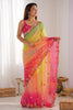 Wonderful Multi-Color Floral Embroidery Georgette Party Wear Saree