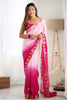 Fabulous Pink Floral Embroidery Georgette Festival Wear Saree