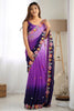 Incredible Purple Floral Embroidery Georgette Event Wear Saree