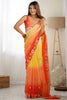 Surprising Yellow Floral Embroidery Georgette Haldi Wear Saree