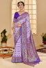 Glamorous Lavender Ikkat Printed Cotton Silk Casual Wear Saree