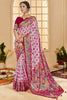 Tantalizing Baby Pink Ikkat Printed Cotton Silk Casual Wear Saree