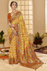 Wonderful Yellow Ikkat Printed Silk Haldi Wear Saree With Blouse