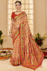 Fabulous Orange Color Ikkat Printed Silk Traditional Saree With Blouse