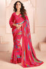 Awesome Pink Digital Printed Georgette Casual Wear Saree With Blouse