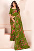 Amazing Green Digital Printed Georgette Traditional Saree With Blouse